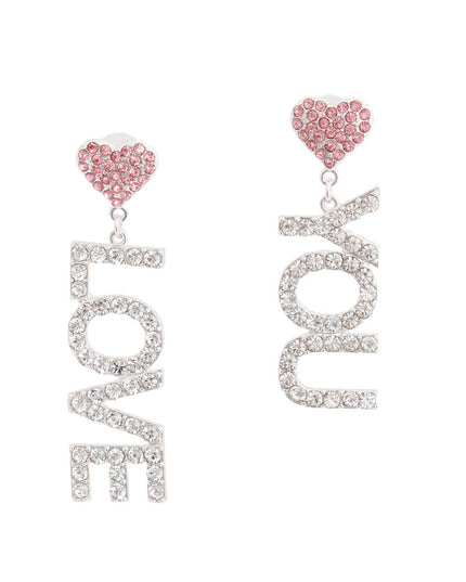 Pink Silver LOVE YOU Earrings