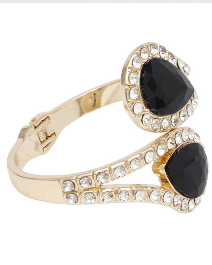Cuff Brilliant Black Teardrop Crystal Bracelet