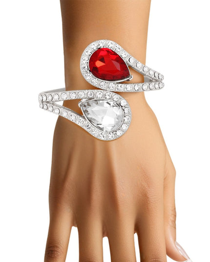 DST Red and Clear Teardrop Crystal Cuff Bracelet