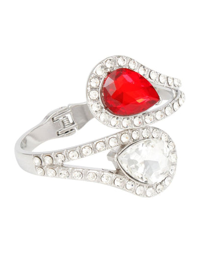 DST Red and Clear Teardrop Crystal Cuff Bracelet