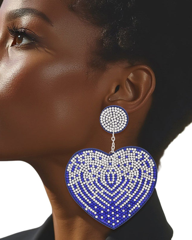 Drop Sparkling Love Blue Heart Dangle Earrings