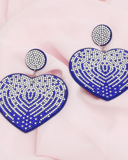 Drop Sparkling Love Blue Heart Dangle Earrings