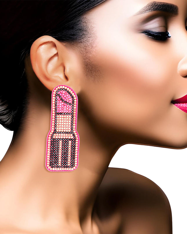 Fuchsia Lipstick Earrings