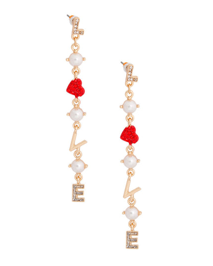 LOVE Pearl Heart Gold Earrings