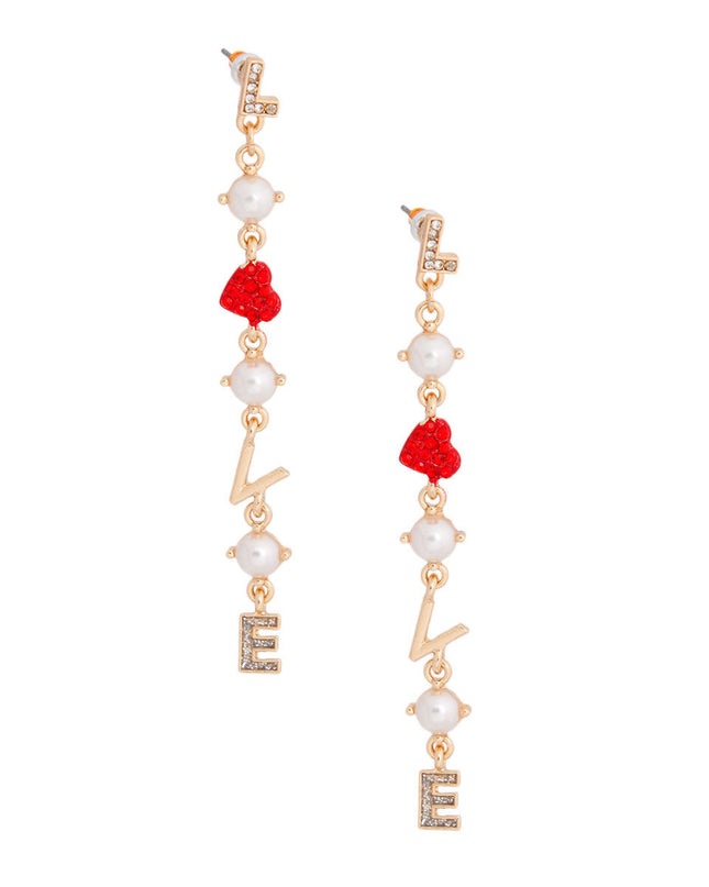 LOVE Pearl Heart Gold Earrings