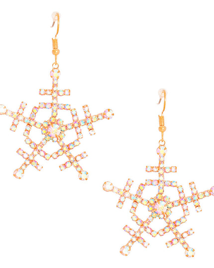 Dangle Gold Medium Snowflake Earrings for Women