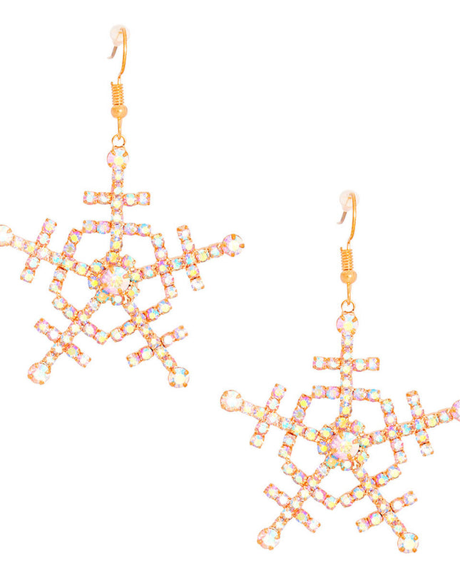 Dangle Gold Medium Snowflake Earrings for Women