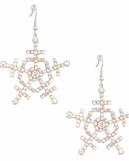 Dangle Silver Medium Snowflake Earrings for Women