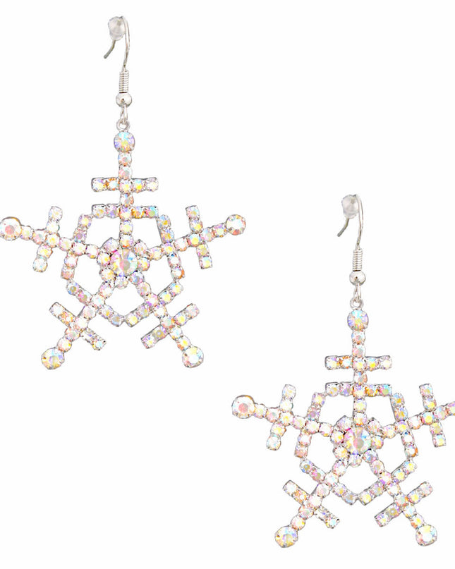 Dangle Silver Medium Snowflake Earrings for Women