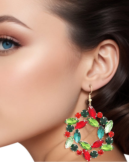 Dangle Xmas Medium Wreath Earrings for Women