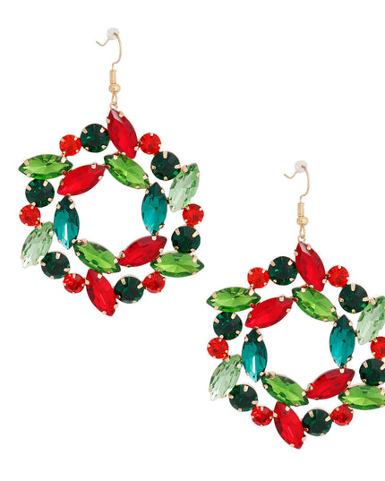 Dangle Xmas Medium Wreath Earrings for Women