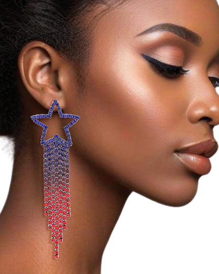 Fringe Earrings Star USA Bling for Women