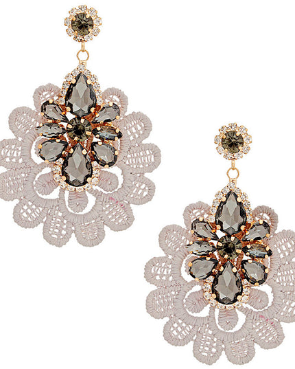 Gray Crystal Lace Earrings