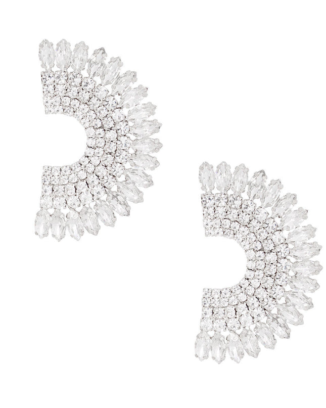 Clear Semi Circle Silver Studs