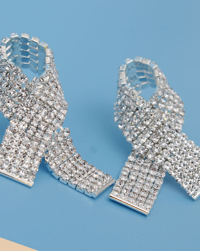 Clear Pave Cancer Ribbon Studs