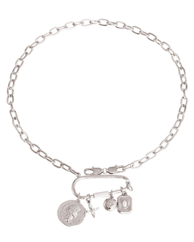 Silver Coin Screw Carabiner Chain