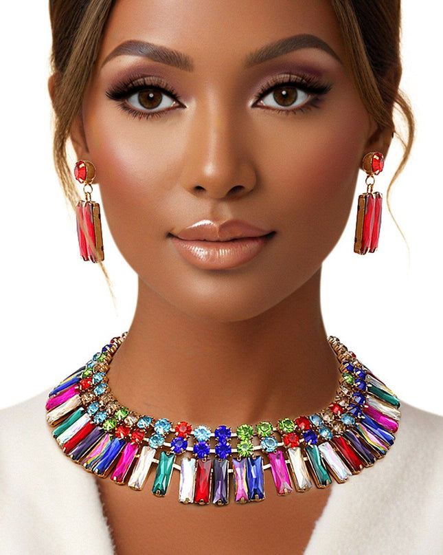 Collar Multicolor Hollywood Glamor Crystal Set