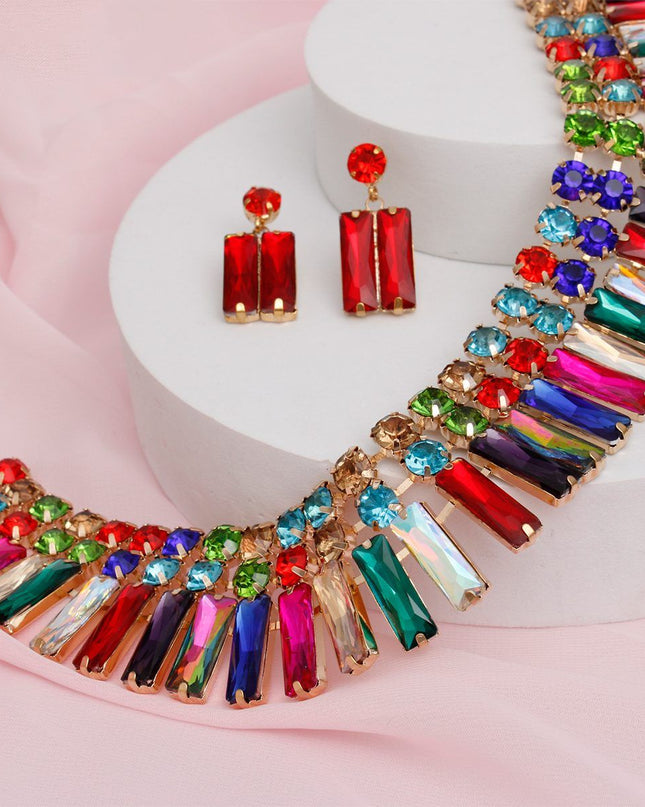 Collar Multicolor Hollywood Glamor Crystal Set