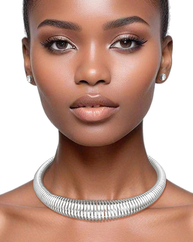 Choker Silver Spring Coil Necklace for Women