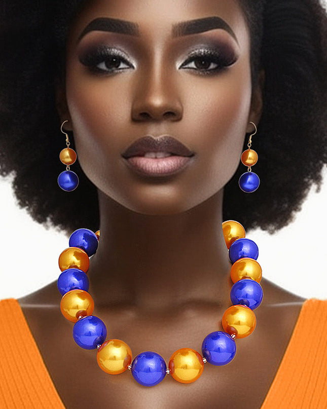 SGRHO Sorority Gold Blue  30mm Jumbo Pearl Set
