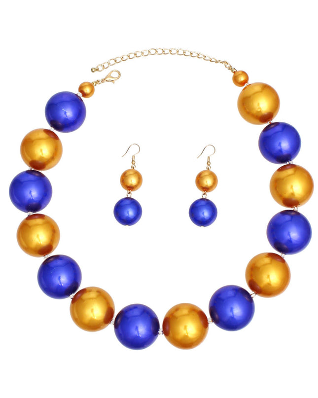 SGRHO Sorority Gold Blue  30mm Jumbo Pearl Set