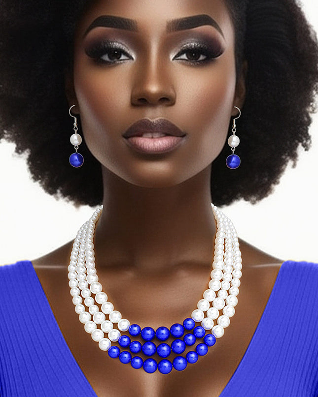 ZPB Pearl White with Blue Center 3 Strand Set