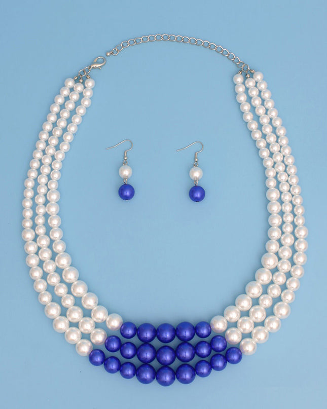ZPB Pearl White with Blue Center 3 Strand Set