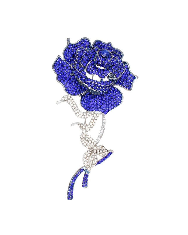 ZPB Sisterhood Sparkle Blue Rose Blooming Brooch