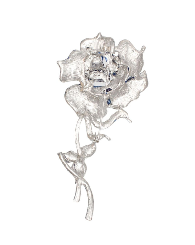 ZPB Sisterhood Sparkle Blue Rose Blooming Brooch