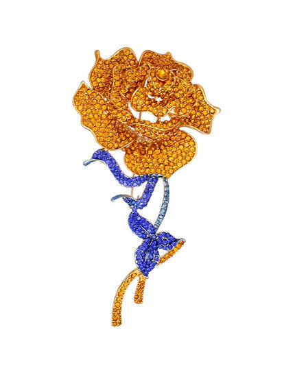 Sparkle Gold Rose Blooming Brooch
