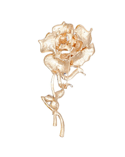 Sparkle Gold Rose Blooming Brooch