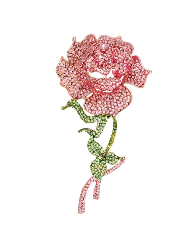 AKA Sisterhood Sparkle Pink Rose Blooming Brooch