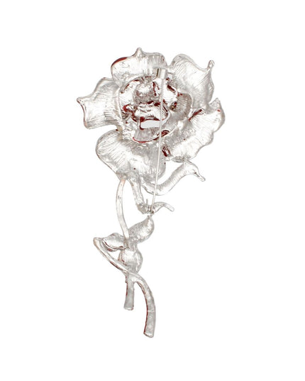 Sparkle Red Rose Blooming Brooch