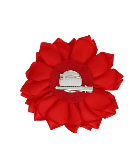 Brooch Red Flower Pearl Clip and Pin for Women