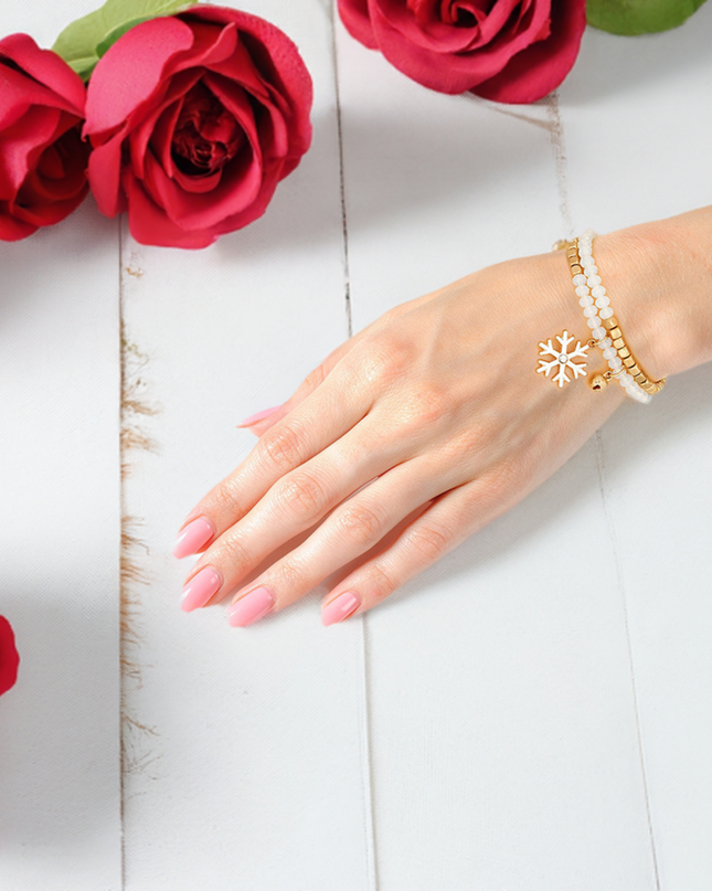 2 Pcs White Snowflake Bracelet