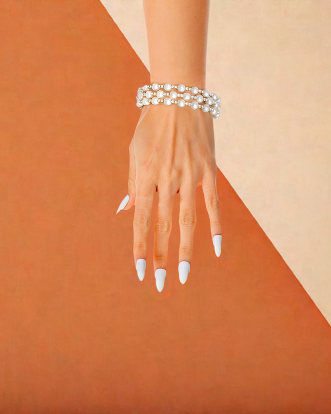 3 Row Gold Pearl Memory Bracelet