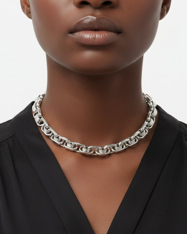 8mm Silver Stainless Steel Handmade Chain Necklace