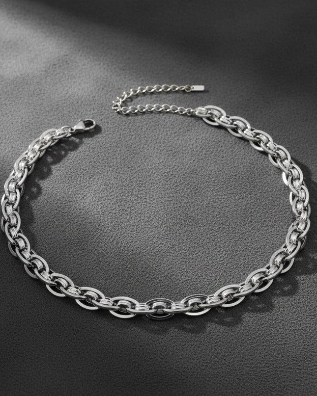 8mm Silver Stainless Steel Handmade Chain Necklace