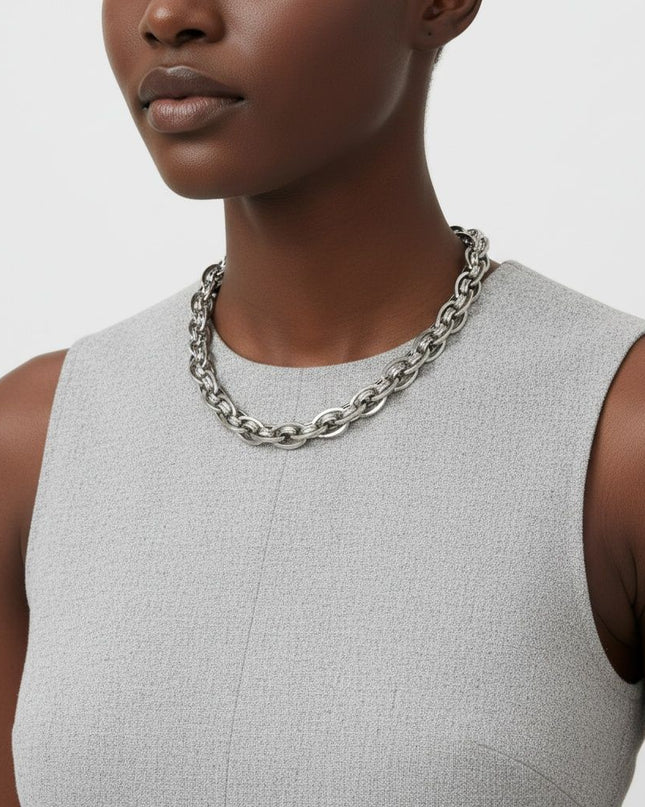 8mm Silver Stainless Steel Handmade Chain Necklace