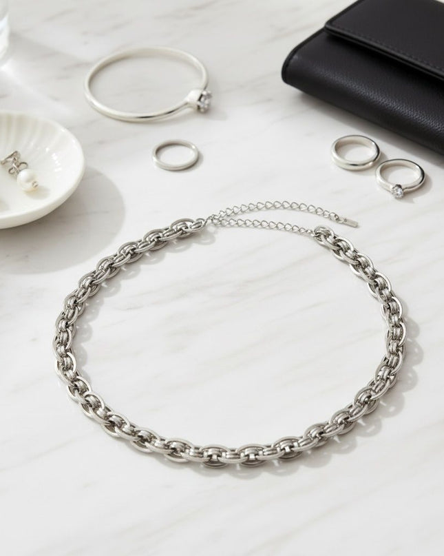 8mm Silver Stainless Steel Handmade Chain Necklace