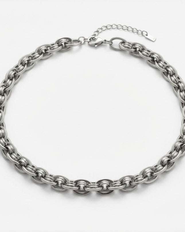 8mm Silver Stainless Steel Handmade Chain Necklace