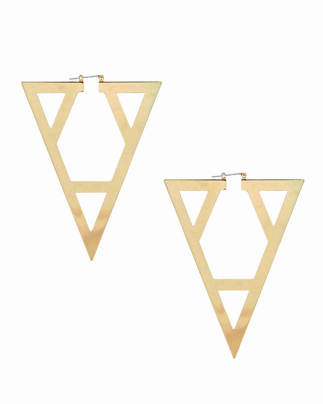 Hoop Geometric Pointed Gold Triangle XL Earrings