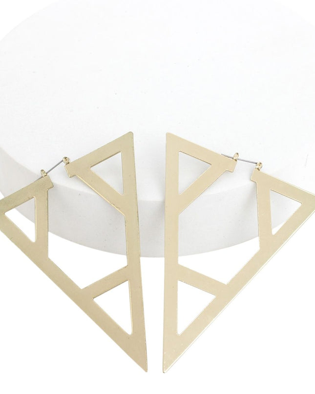 Hoop Geometric Pointed Gold Triangle XL Earrings