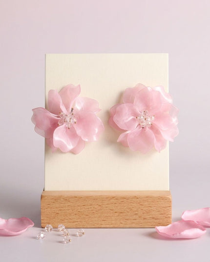 Oversized Light Pink Acrylic Flower Stud Earrings