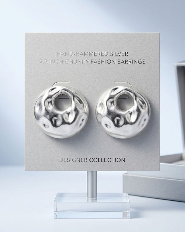 Stud Matte Silver Liquid Metal Disc Earrings