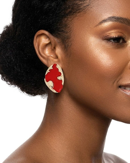 Stud Red and Gold Molten Metal Retro Earrings
