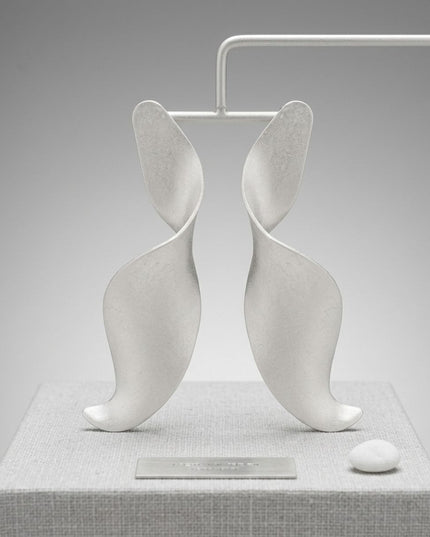 Drop Matte Silver 3D Twist Sculpted Earrings