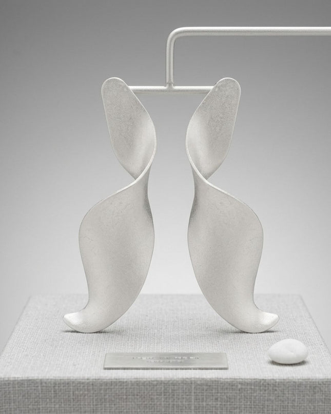 Drop Matte Silver 3D Twist Sculpted Earrings