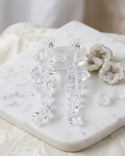 Translucent Clear Acrylic Rock Candy Drop Earrings