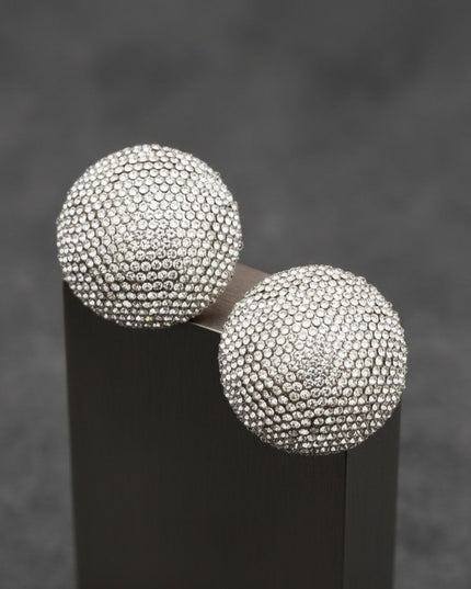 Clip On Oversized Domed Clear Rhinestone Earrings